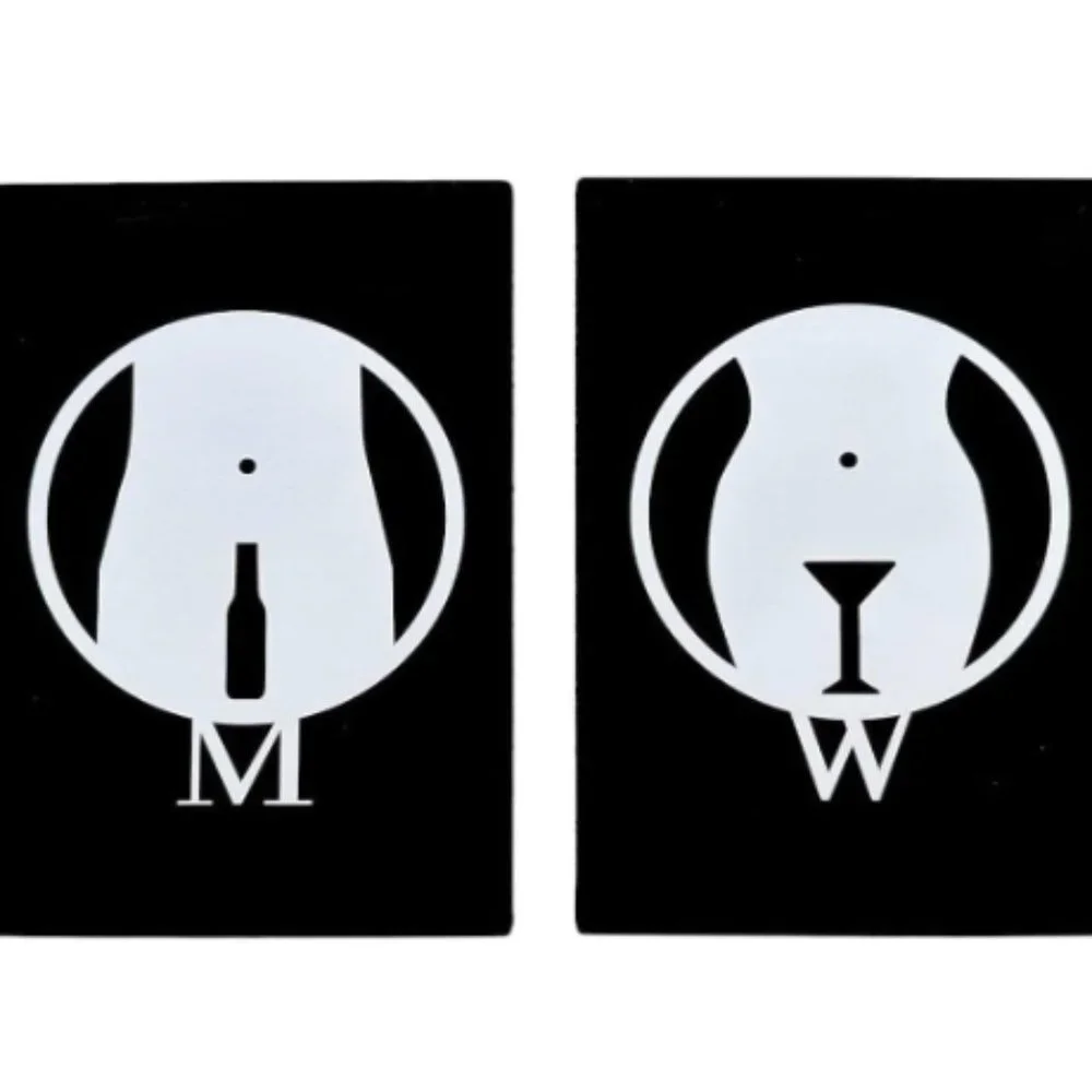 Funny Bathroom Signs - Men/Women Restroom Door Signs for Home/ Business